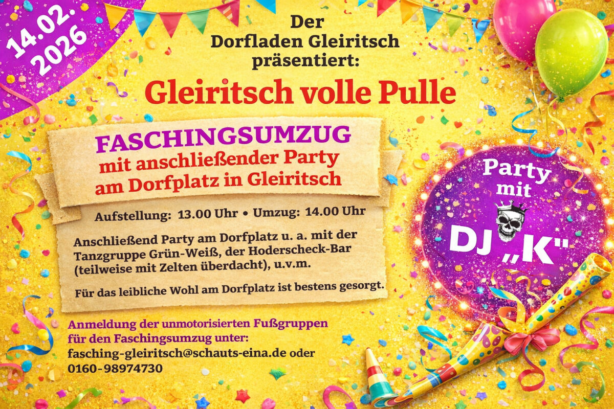 Gleiritsch lädt zum etwas ganz besonderen Faschingsumzug ein!